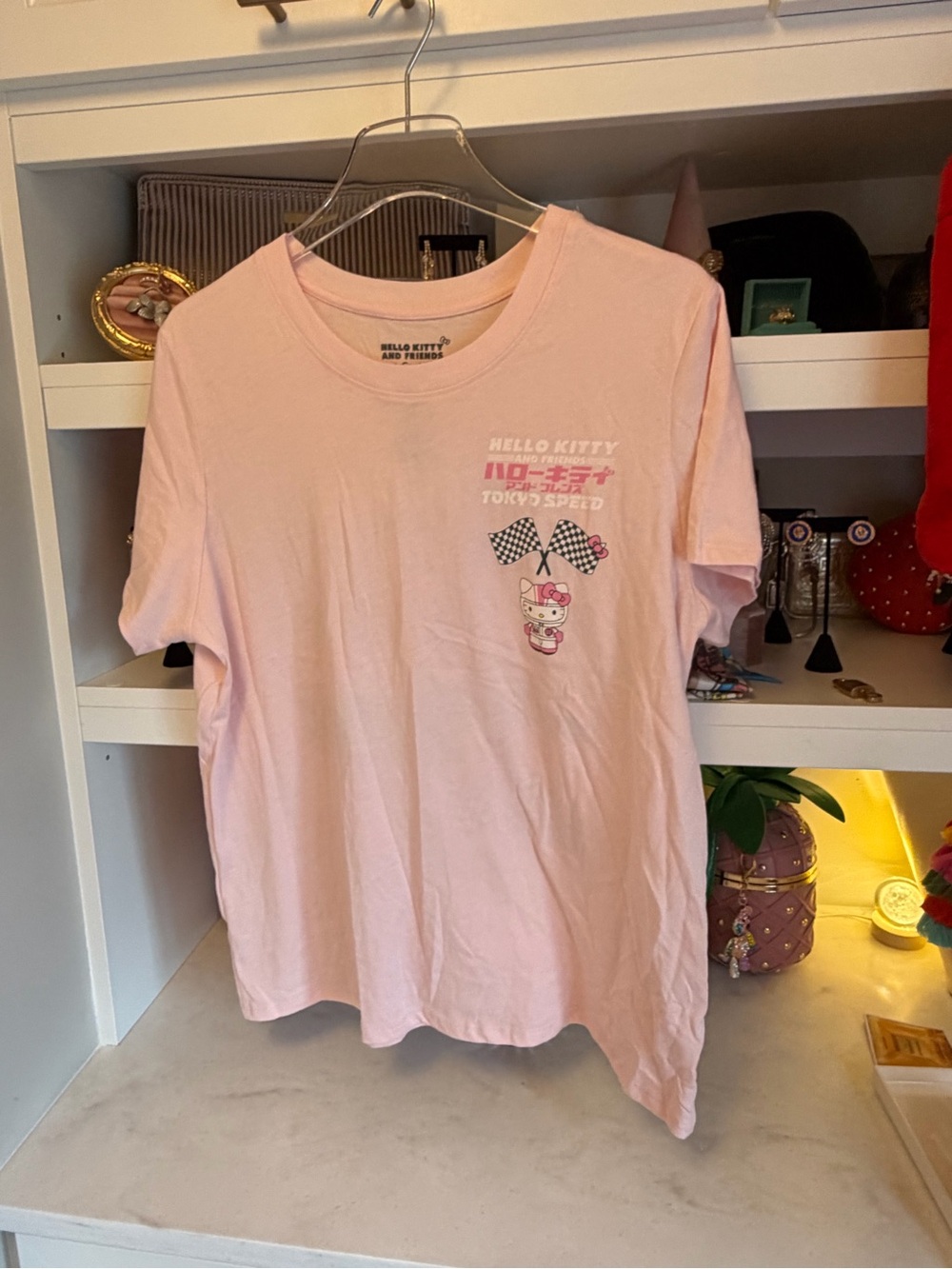 Hello Kitty Light Pink Graphic Tee with Racing Print